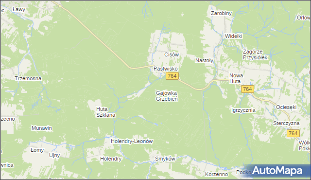 mapa Gajówka Grzebień, Gajówka Grzebień na mapie Targeo