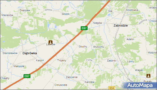 mapa Głuchy, Głuchy na mapie Targeo