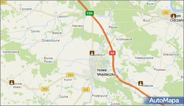 mapa Gołaszyn gmina Nowe Miasteczko, Gołaszyn gmina Nowe Miasteczko na mapie Targeo