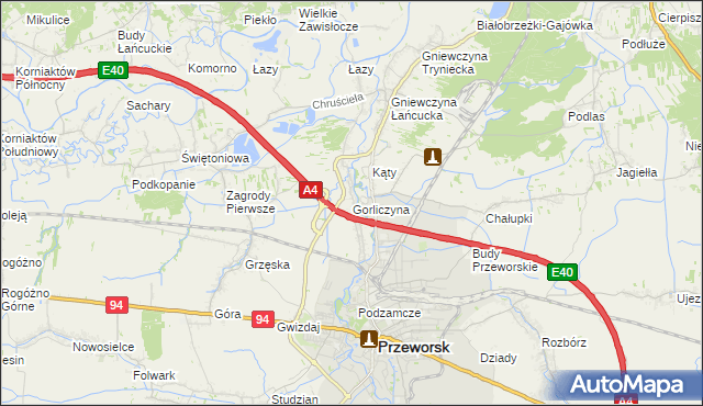 mapa Gorliczyna, Gorliczyna na mapie Targeo