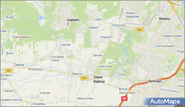 mapa Janów gmina Stare Babice, Janów gmina Stare Babice na mapie Targeo