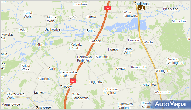 mapa Kamińsk gmina Jedlińsk, Kamińsk gmina Jedlińsk na mapie Targeo