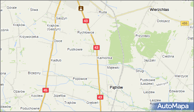 mapa Kamionka gmina Pątnów, Kamionka gmina Pątnów na mapie Targeo