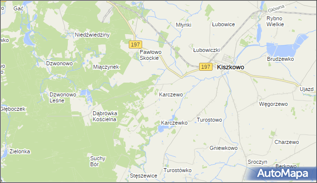 mapa Karczewo gmina Kiszkowo, Karczewo gmina Kiszkowo na mapie Targeo