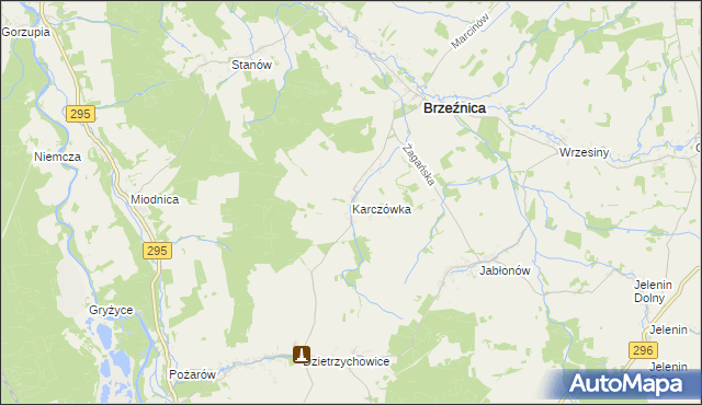 mapa Karczówka gmina Brzeźnica, Karczówka gmina Brzeźnica na mapie Targeo