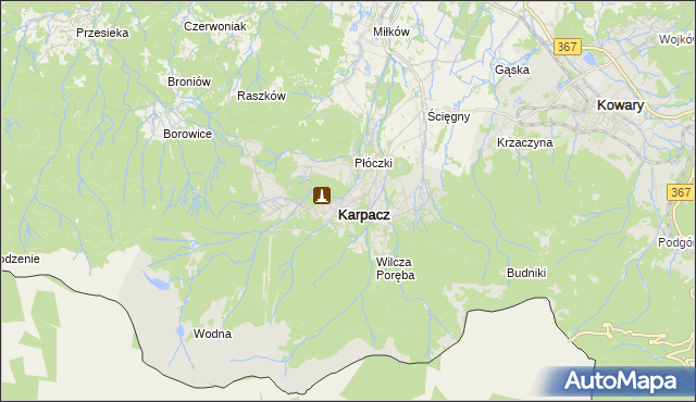 mapa Karpacz, Karpacz na mapie Targeo