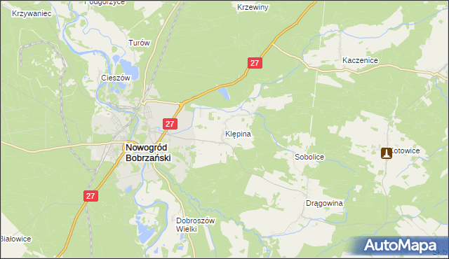 mapa Klępina, Klępina na mapie Targeo