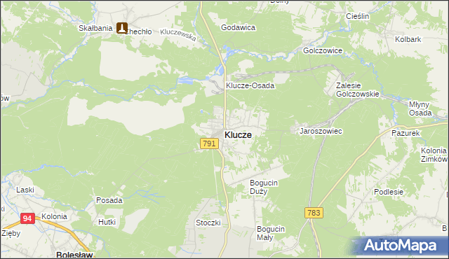 mapa Klucze powiat olkuski, Klucze powiat olkuski na mapie Targeo