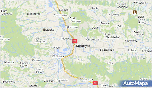 mapa Kołaczyce, Kołaczyce na mapie Targeo