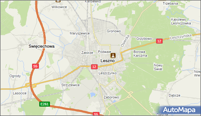 mapa Leszno, Leszno na mapie Targeo