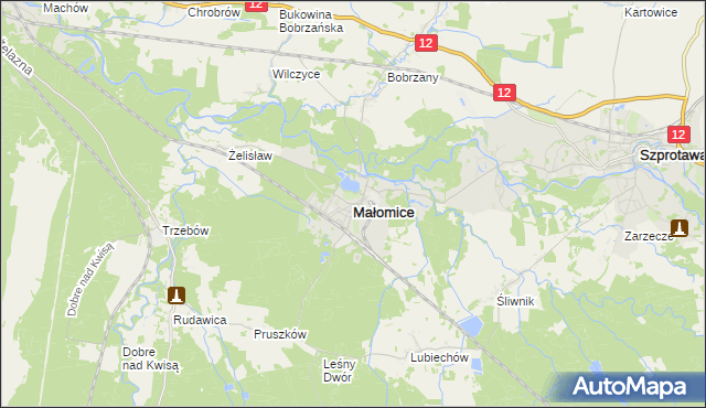 mapa Małomice, Małomice na mapie Targeo