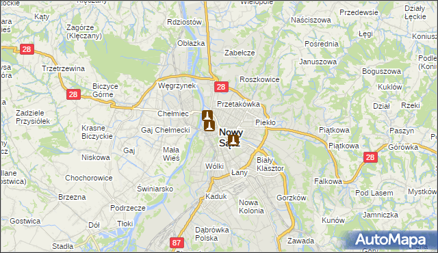 mapa Nowego Sącza, Nowy Sącz na mapie Targeo