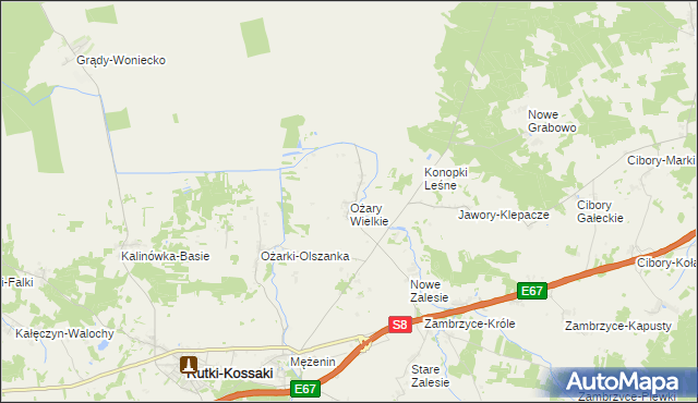 mapa Ożary Wielkie, Ożary Wielkie na mapie Targeo