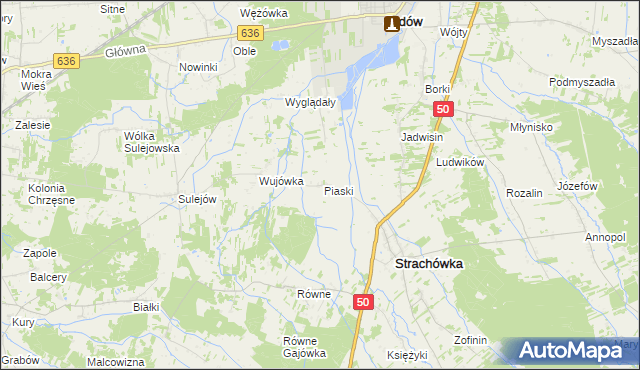 mapa Piaski gmina Strachówka, Piaski gmina Strachówka na mapie Targeo