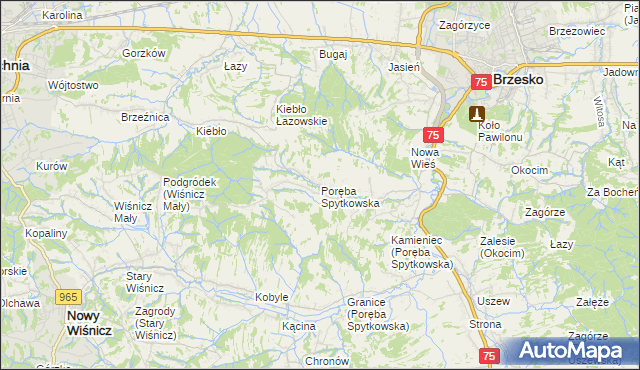 mapa Poręba Spytkowska, Poręba Spytkowska na mapie Targeo