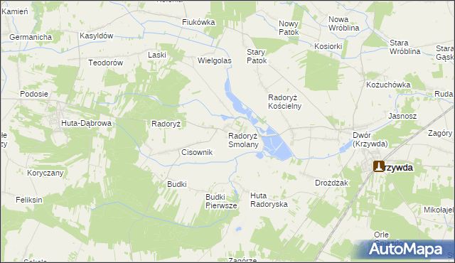 mapa Radoryż Smolany, Radoryż Smolany na mapie Targeo