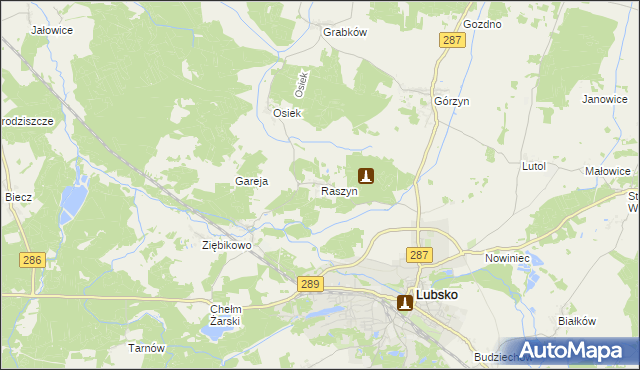 mapa Raszyn gmina Lubsko, Raszyn gmina Lubsko na mapie Targeo