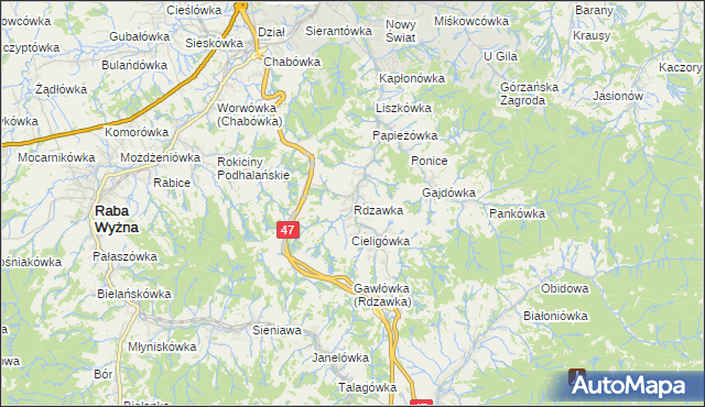 mapa Rdzawka, Rdzawka na mapie Targeo