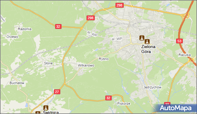 mapa Rybno gmina Świdnica, Rybno gmina Świdnica na mapie Targeo