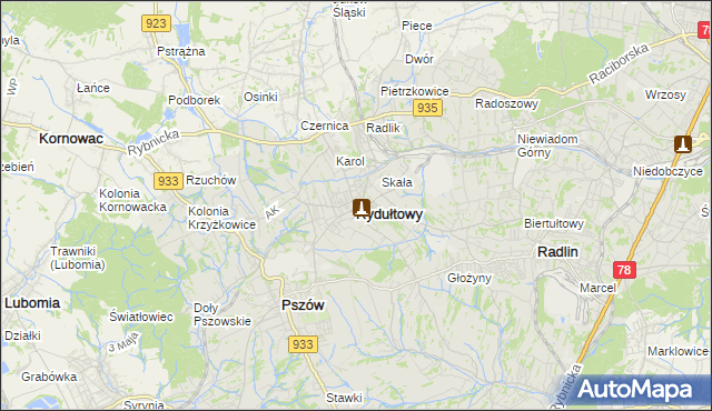 mapa Rydułtowy, Rydułtowy na mapie Targeo