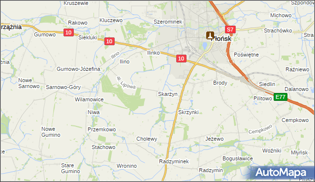 mapa Skarżyn gmina Płońsk, Skarżyn gmina Płońsk na mapie Targeo