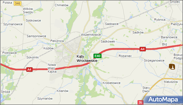 mapa Sośnica gmina Kąty Wrocławskie, Sośnica gmina Kąty Wrocławskie na mapie Targeo