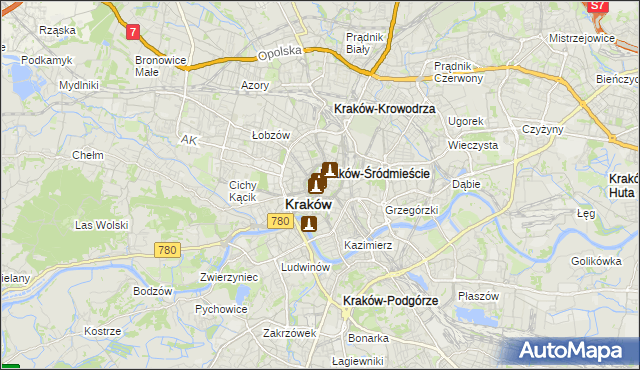 mapa Stare Miasto gmina Kraków, Stare Miasto gmina Kraków na mapie Targeo