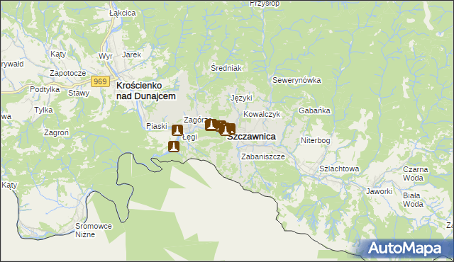 mapa Szczawnica, Szczawnica na mapie Targeo