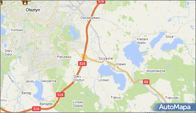 mapa Szczęsne gmina Purda, Szczęsne gmina Purda na mapie Targeo