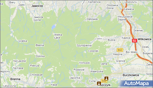 mapa Szyndzielnia, Szyndzielnia na mapie Targeo