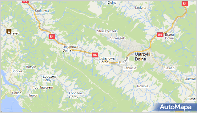 mapa Ustjanowa Górna, Ustjanowa Górna na mapie Targeo