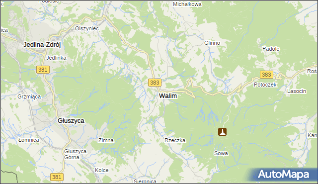 mapa Walim powiat wałbrzyski, Walim powiat wałbrzyski na mapie Targeo