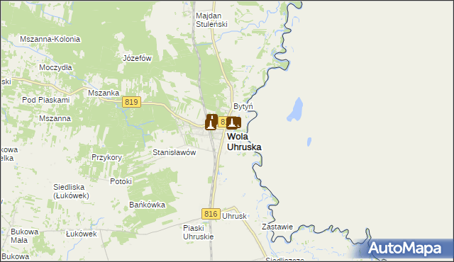 mapa Wola Uhruska, Wola Uhruska na mapie Targeo