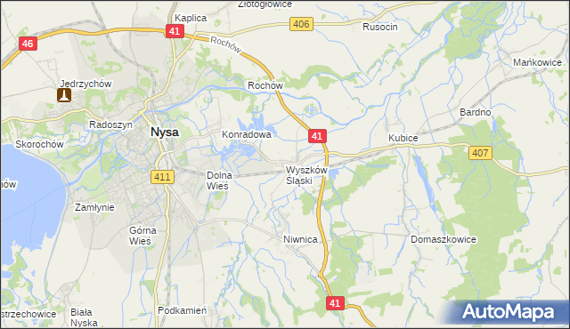 mapa Wyszków Śląski, Wyszków Śląski na mapie Targeo