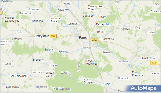 mapa Żerdzina, Żerdzina na mapie Targeo