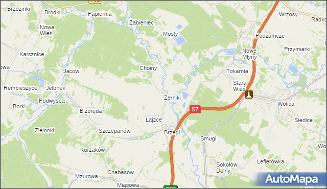 mapa Żerniki gmina Sobków, Żerniki gmina Sobków na mapie Targeo