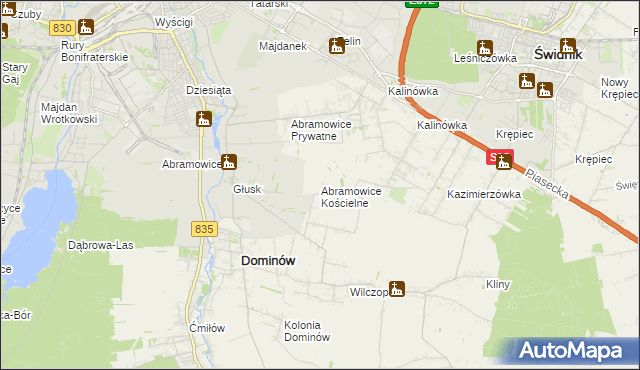 mapa Abramowice Kościelne, Abramowice Kościelne na mapie Targeo