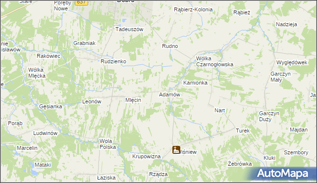 mapa Adamów gmina Dobre, Adamów gmina Dobre na mapie Targeo