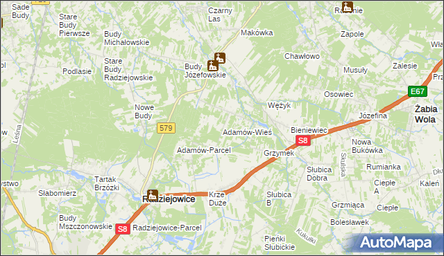 mapa Adamów-Wieś, Adamów-Wieś na mapie Targeo