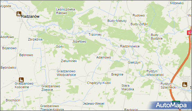 mapa Adamowo gmina Strzegowo, Adamowo gmina Strzegowo na mapie Targeo