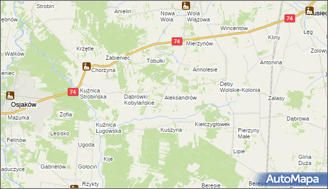 mapa Aleksandrów gmina Rusiec, Aleksandrów gmina Rusiec na mapie Targeo