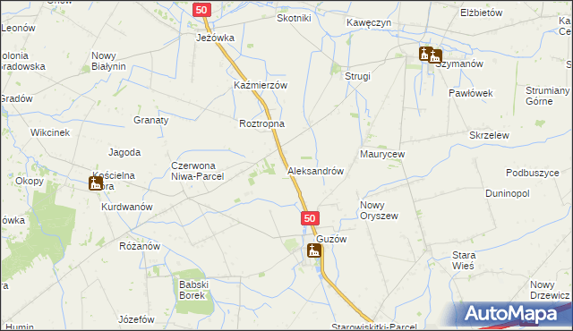 mapa Aleksandrów gmina Wiskitki, Aleksandrów gmina Wiskitki na mapie Targeo