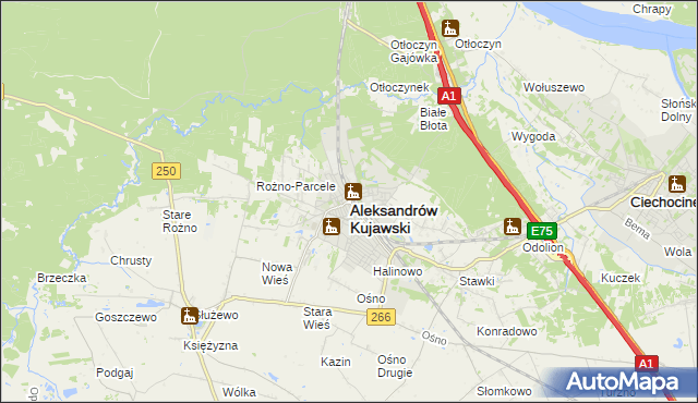 mapa Aleksandrów Kujawski, Aleksandrów Kujawski na mapie Targeo