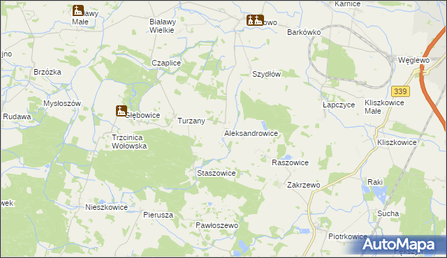 mapa Aleksandrowice gmina Wińsko, Aleksandrowice gmina Wińsko na mapie Targeo