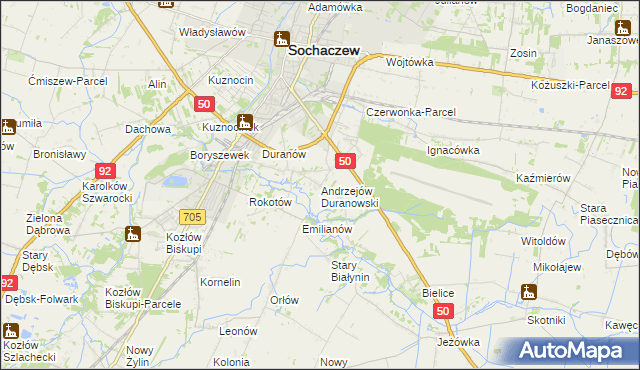 mapa Andrzejów Duranowski, Andrzejów Duranowski na mapie Targeo