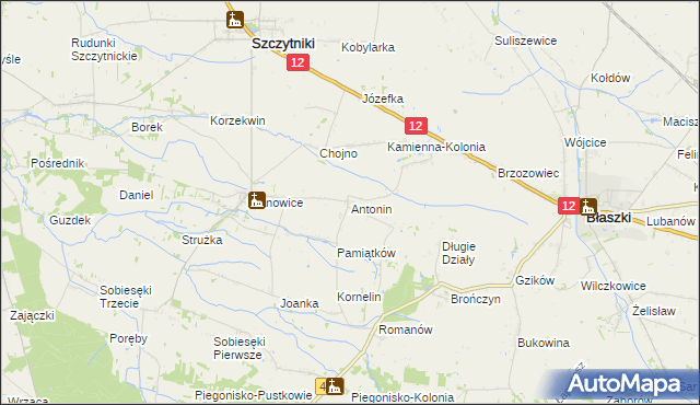 mapa Antonin gmina Szczytniki, Antonin gmina Szczytniki na mapie Targeo