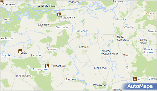 mapa Antonin gmina Żerków, Antonin gmina Żerków na mapie Targeo