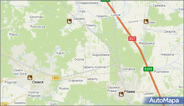 mapa Augustówka gmina Osieck, Augustówka gmina Osieck na mapie Targeo