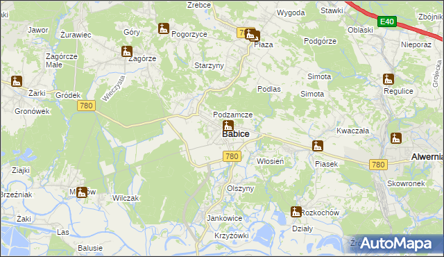 mapa Babice powiat chrzanowski, Babice powiat chrzanowski na mapie Targeo