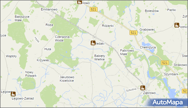 mapa Babięty Wielkie, Babięty Wielkie na mapie Targeo